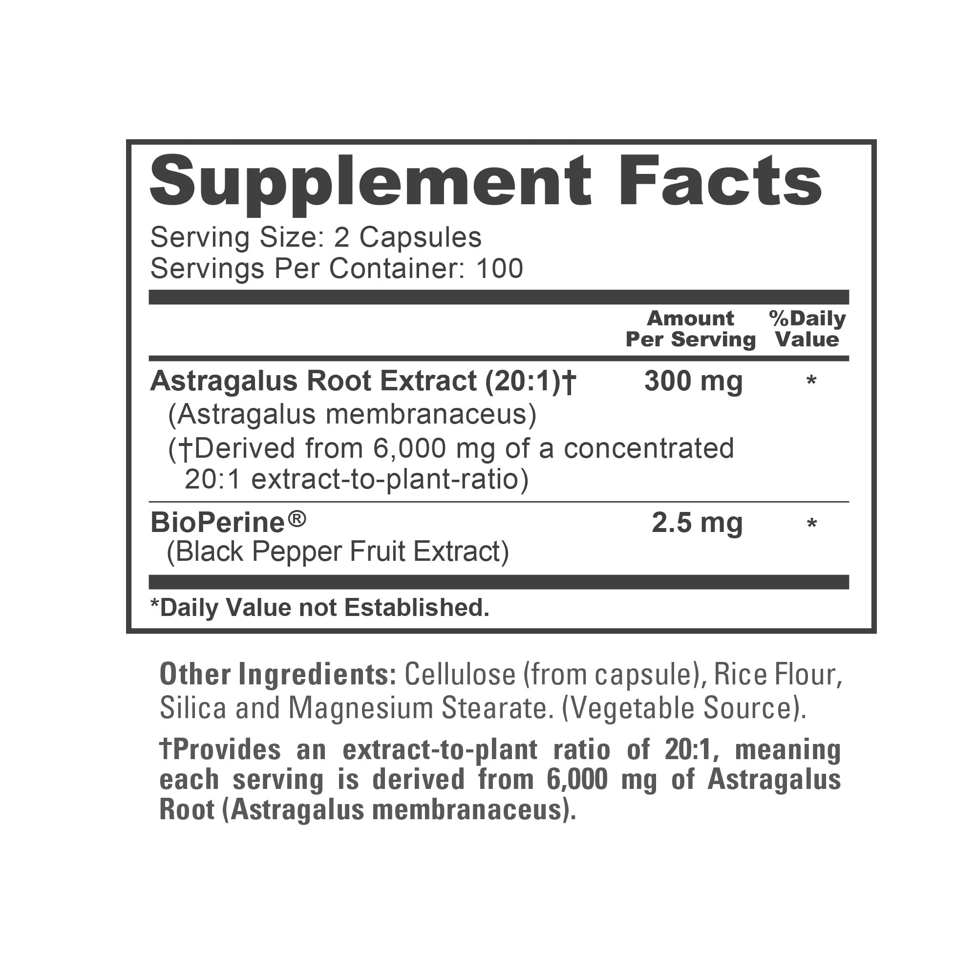 NusaPure Astragalus 20:1 Extract, 300 mg Equivalent to 6,000mg Per Serving, 200 Veggie Capsules, Vegan, Non-GMO & Bioperine NusaPureAu supplements