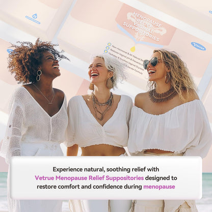 Vetrue Menopause Relief Vaginal Suppositories, Non-Hormonal, All-Natural Formula with Boric Acid, Hyaluronic Acid, Probiotics, Coconut Oil & Vitamin E, Soothes Vaginal Dryness & Discomfort(12 Inserts) vetrueUS supplements