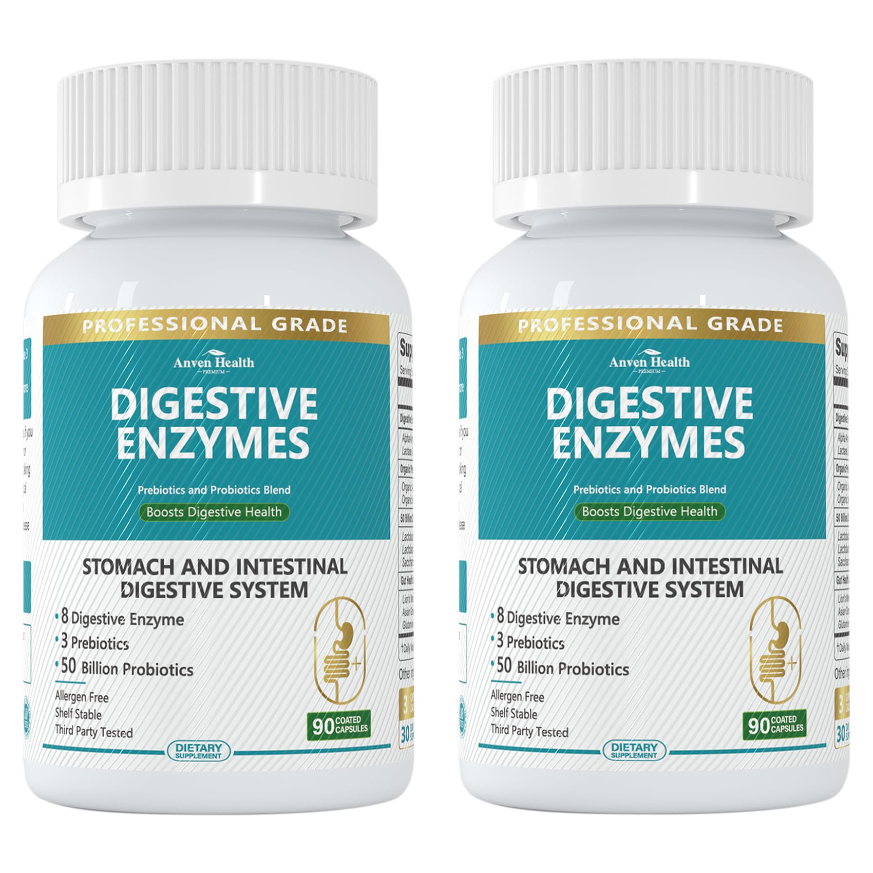 Anven Health 800mg Digestive Enzymes for Men and Women with Probiotics & Prebiotics, 8 Key Enzymes, Protease, Amylase & Lipase | 180 Capsules - A 60-Day Supply for Bloating & Gas Relief - Non-GMO Anven HealthAu supplements