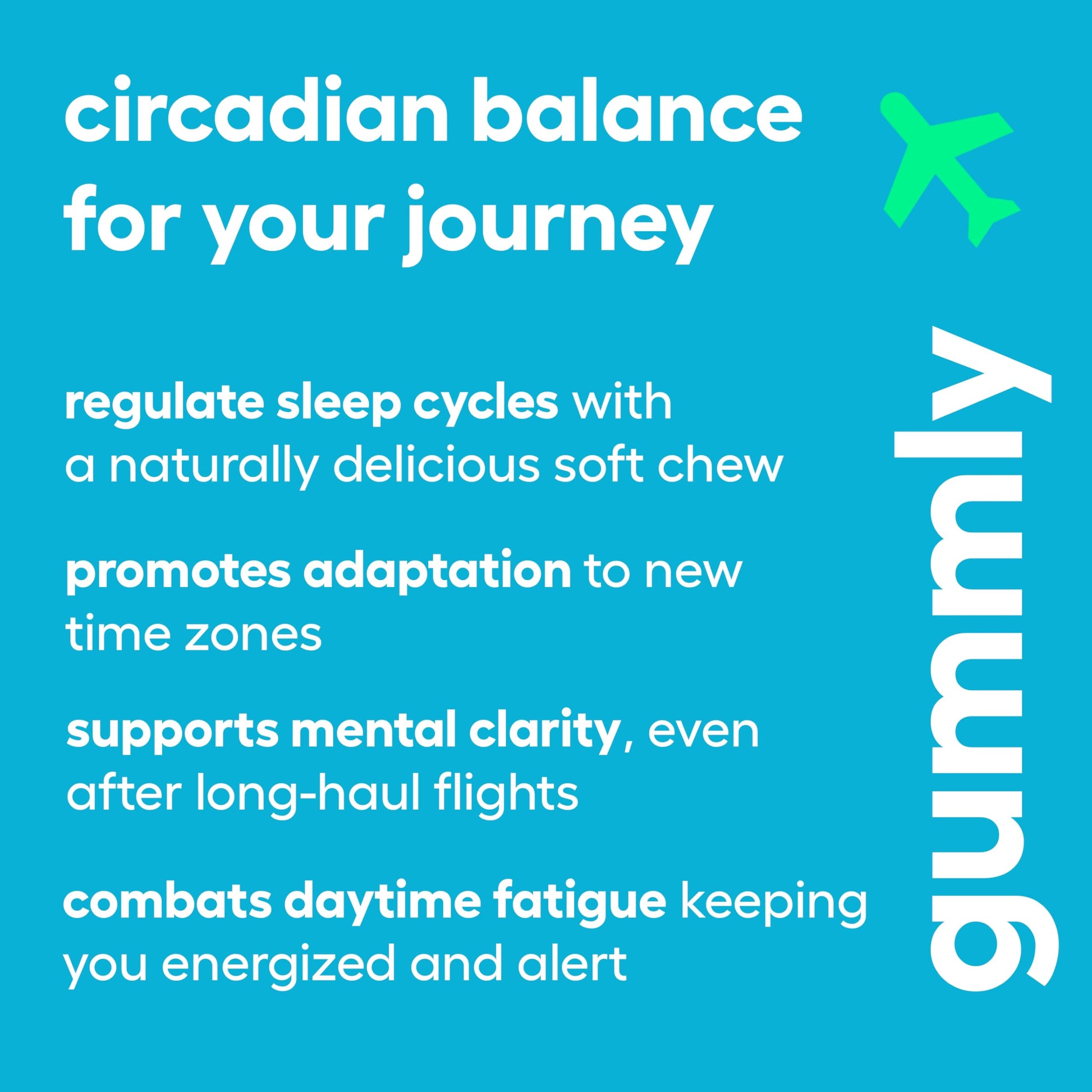 Jet Lag Remedy for Travel Gummies • No Jet Lag Pills Alternative • Travel Essentials • Support Adjustment to Time Zones and Circadian Rhythm • Delicious Tropical Berry Flavor • 20 Gummies 3-5 Trips GummlyAu supplements