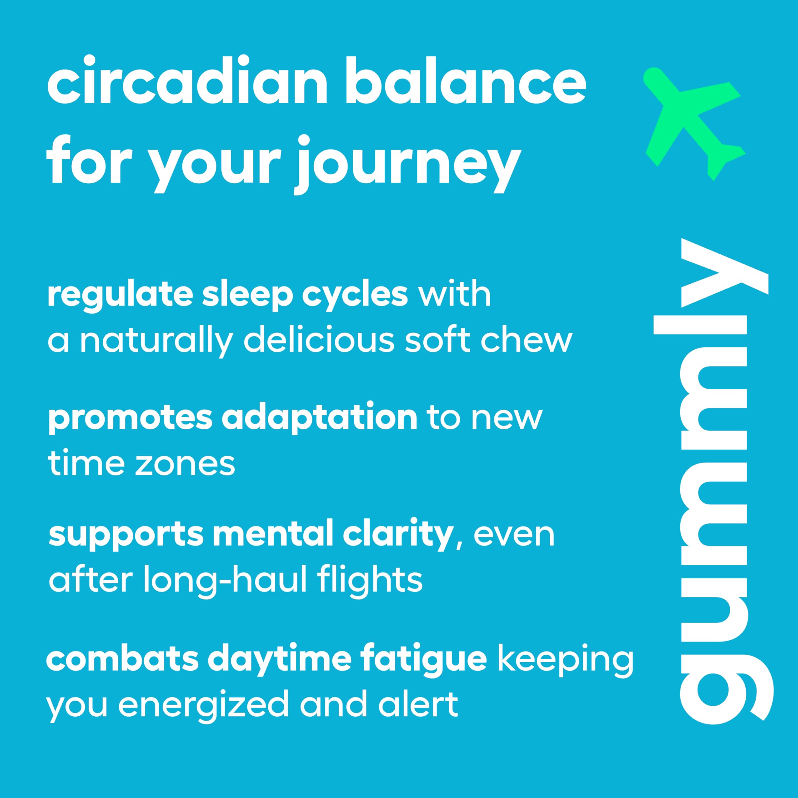 Jet Lag Remedy for Travel Gummies • No Jet Lag Pills Alternative • Travel Essentials • Support Adjustment to Time Zones and Circadian Rhythm • Delicious Tropical Berry Flavor • 20 Gummies 3-5 Trips GummlyAu supplements