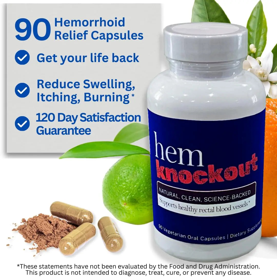 Hem Knockout Internal Hemorrhoid Relief Supplement- Fast-Acting Pills for Pain, Swelling & Bleeding - Natural Vein Strengthening Formula - 90 Day Supply - Made in USA Hem KnockoutAu supplements