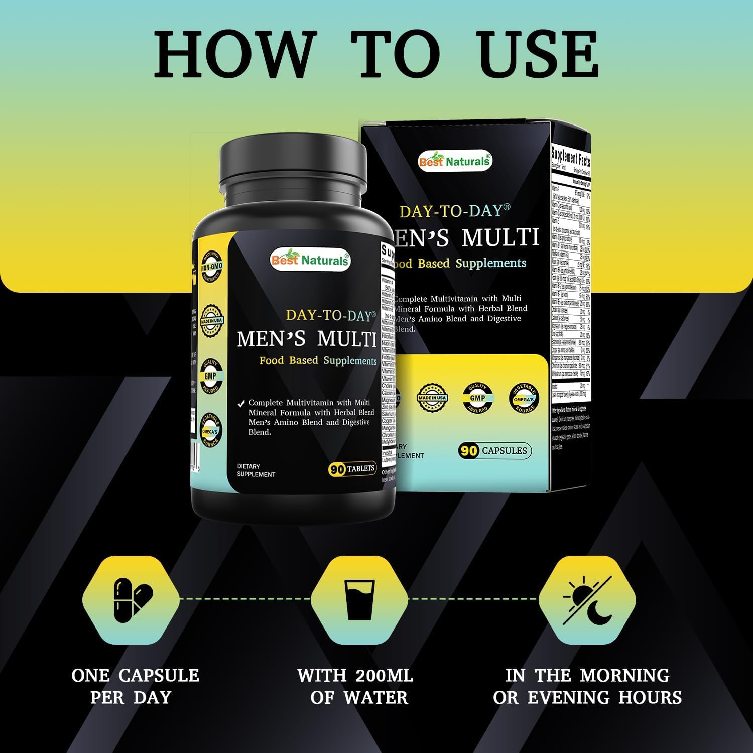 Best Naturals Day-to-Day Men's Multivitamin Food Based Supplement with Vitamin A, L-Arginine, L-Glutamine, L-Lysine- 90 Tablets Best NaturalsAu supplements