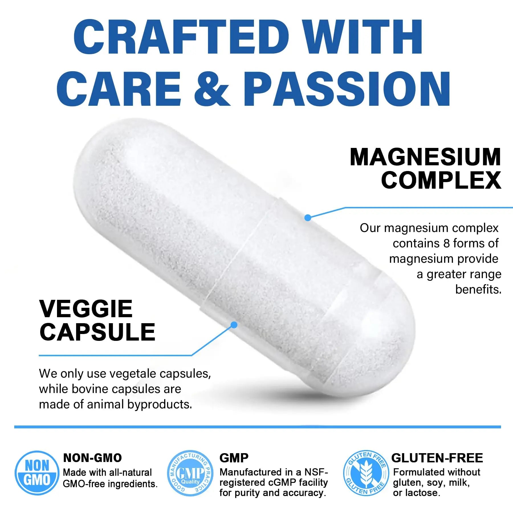 Magnesium Complex Supplement 8 Forms, 500mg Magnesium Glycinate, Malate, Citrate, High Absorption Mg for Calm, Sleep, Mood & Healthy Muscle, Pack of 2, Total 120 Vegan Capsules EnvyCurenz supplements