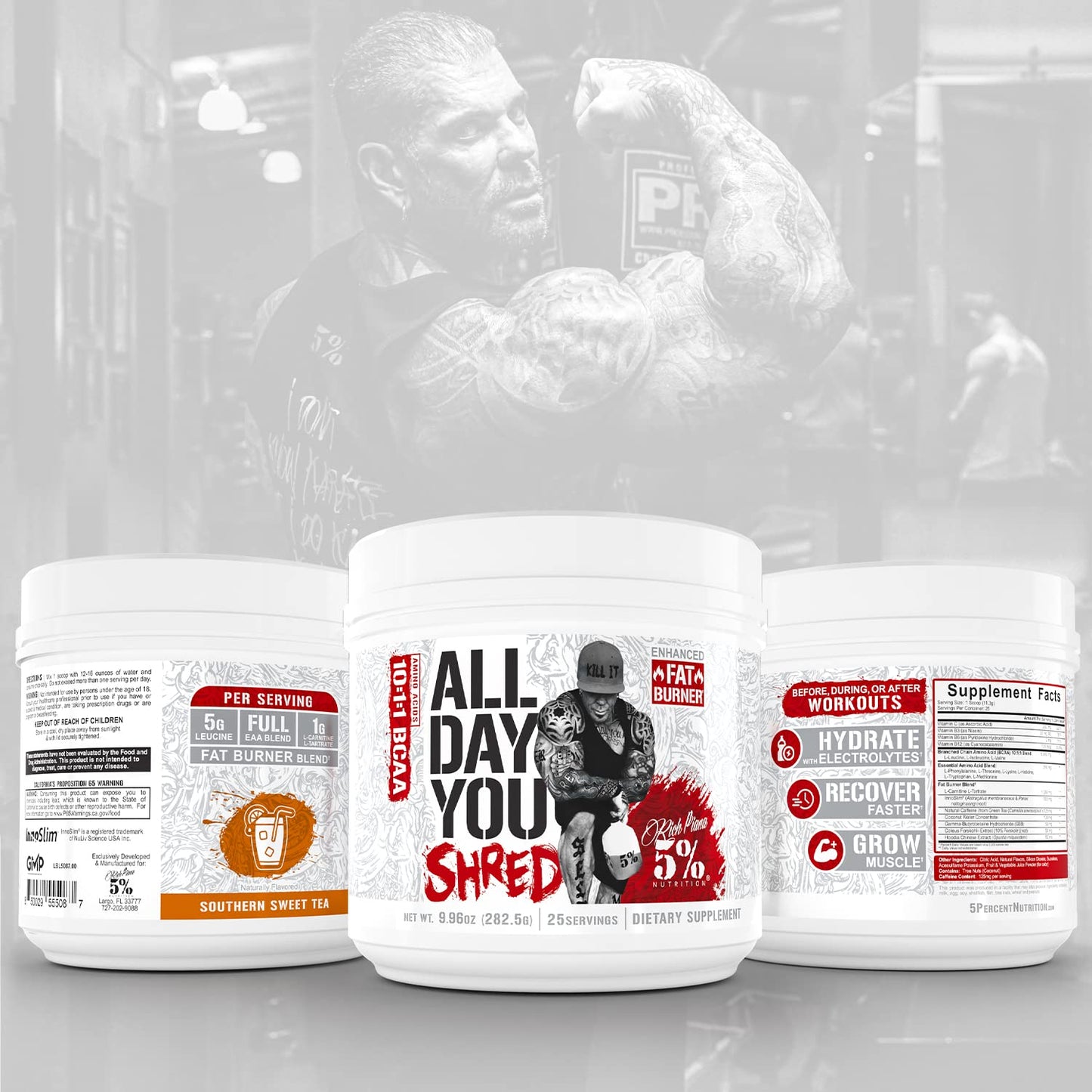 5% Nutrition Rich Piana AllDayYou Shred BCAA Powder | Amino Acid Supplement 5% NutritionUS supplements