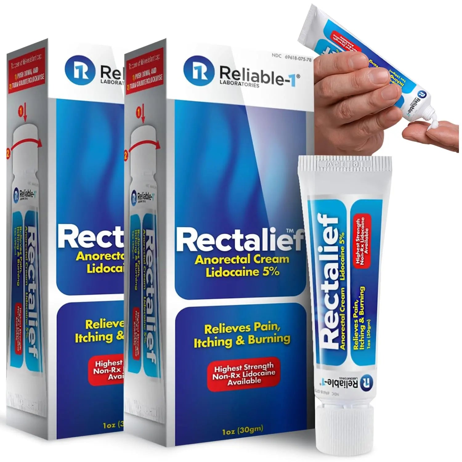 Rectalief 5% Lidocaine Hemorrhoid Cream (Max Non-RX Strength) Reliable-1 Laboratories Soothing Anorectal, Numbing Hemorrhoidal Ointment - Pain, Itching, & Burning, Strongest OTC Anal Treatment, 2-Pack Reliable-1 LaboratoriesAu supplements