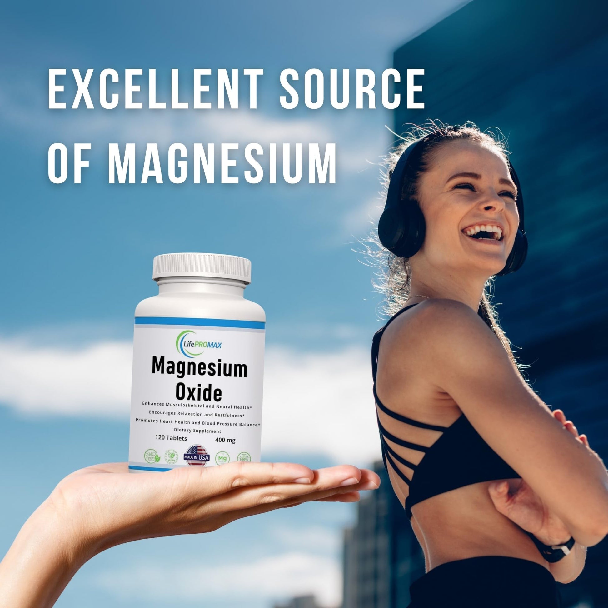 Magnesium 400mg [High Potency] Supplement – Magnesium Oxide for Immune Support, Muscle Recovery, Leg Cramps and Relaxation 120 Tablets LifePROMAXAu supplements