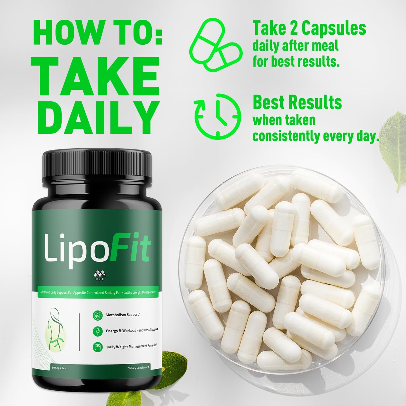 Lipo Fit Capsules, Official Lipo Fit Pills with All Natural Ingredients, Advanced Overall Health and Wellness Vitamin Supplement Formula for Maximum Strength Multivitamin Support (60 Capsules) MJOAu supplements