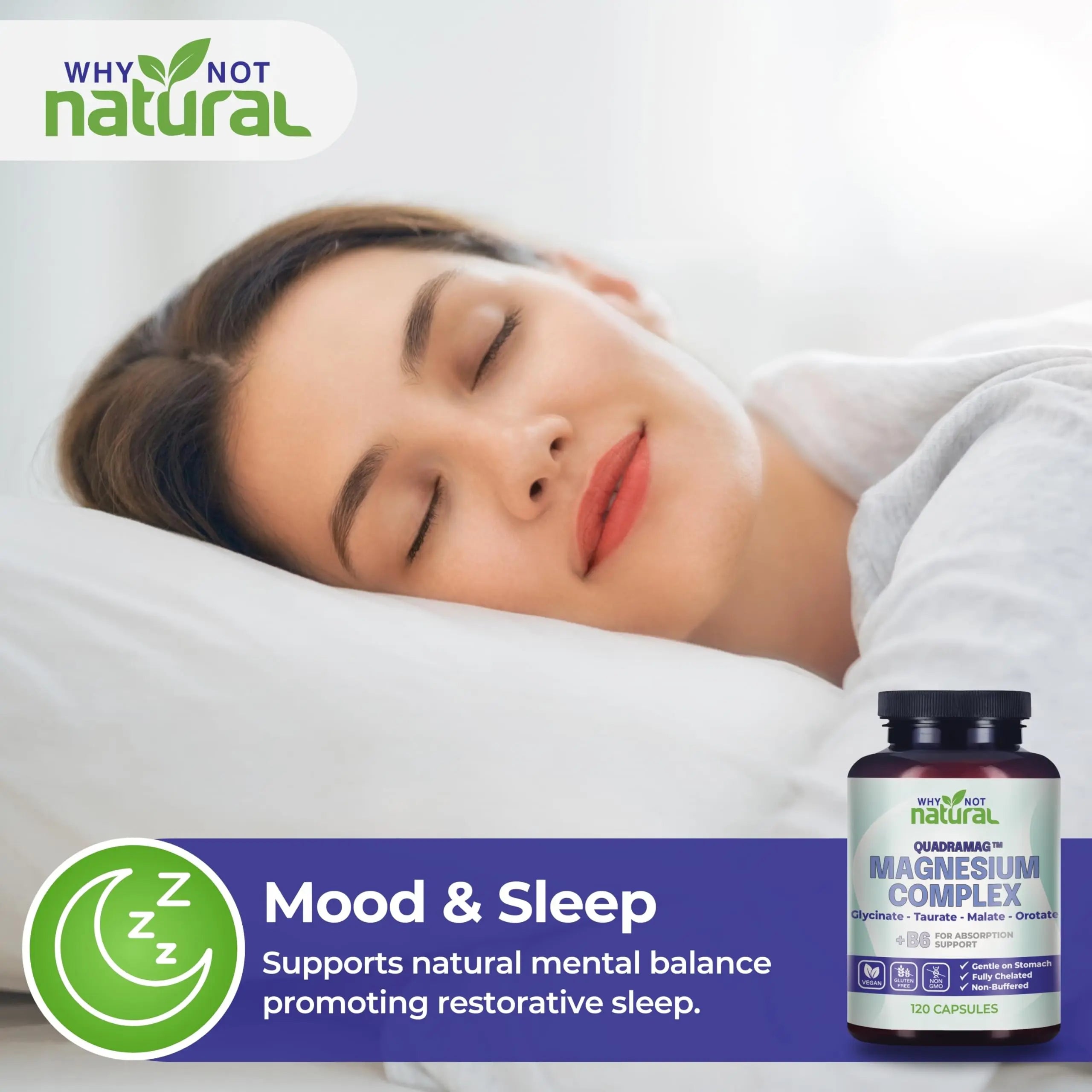 4-in-1 Magnesium Complex Supplement - Glycinate, Taurate, Malate, Orotate Blend - 300 mg per Serving, 120 Capsules Why Not Naturalnz supplements