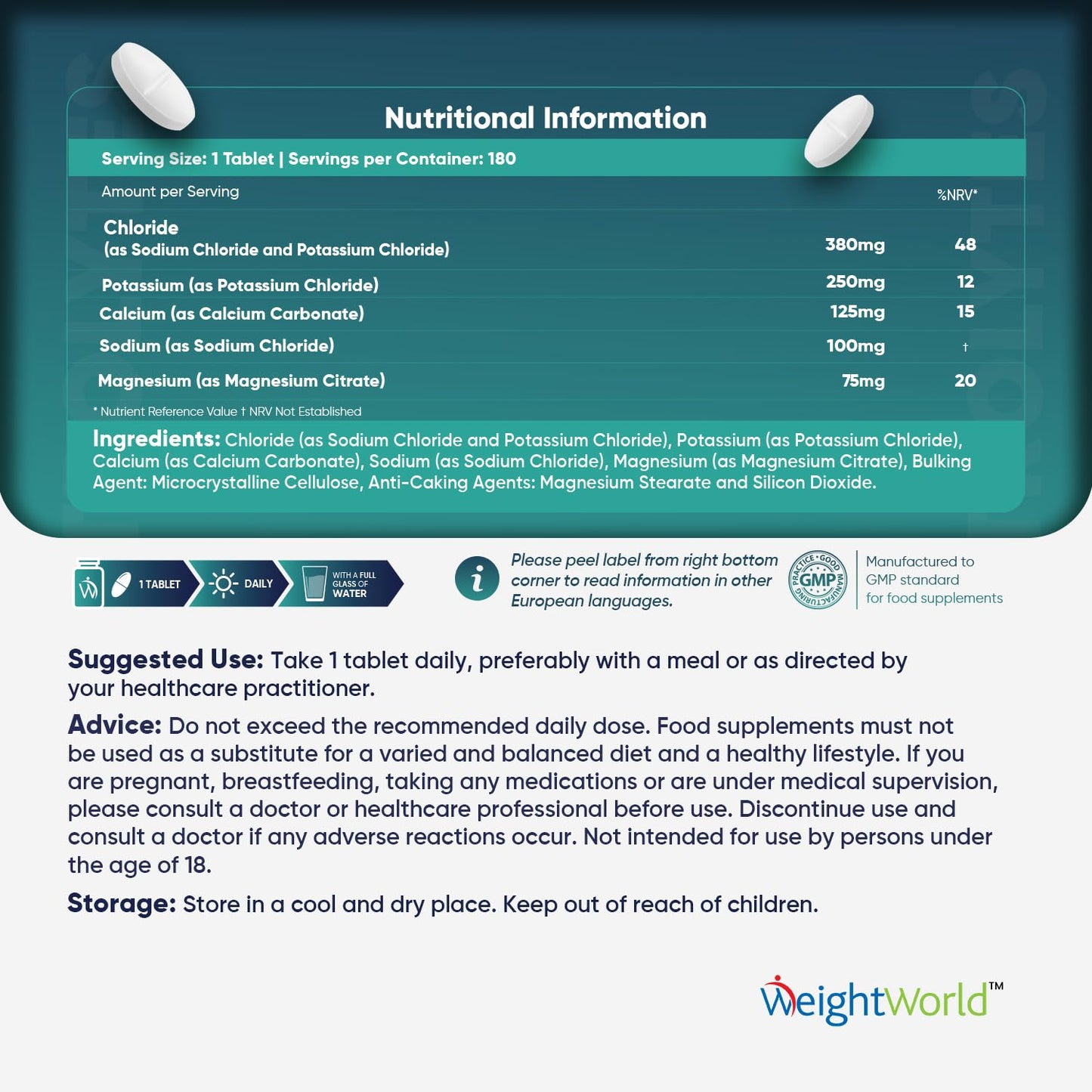 Electrolyte Tablets - 6 Months Supply - 180 Vegan Tablets with Sodium, Magnesium WeightWorldUS supplements