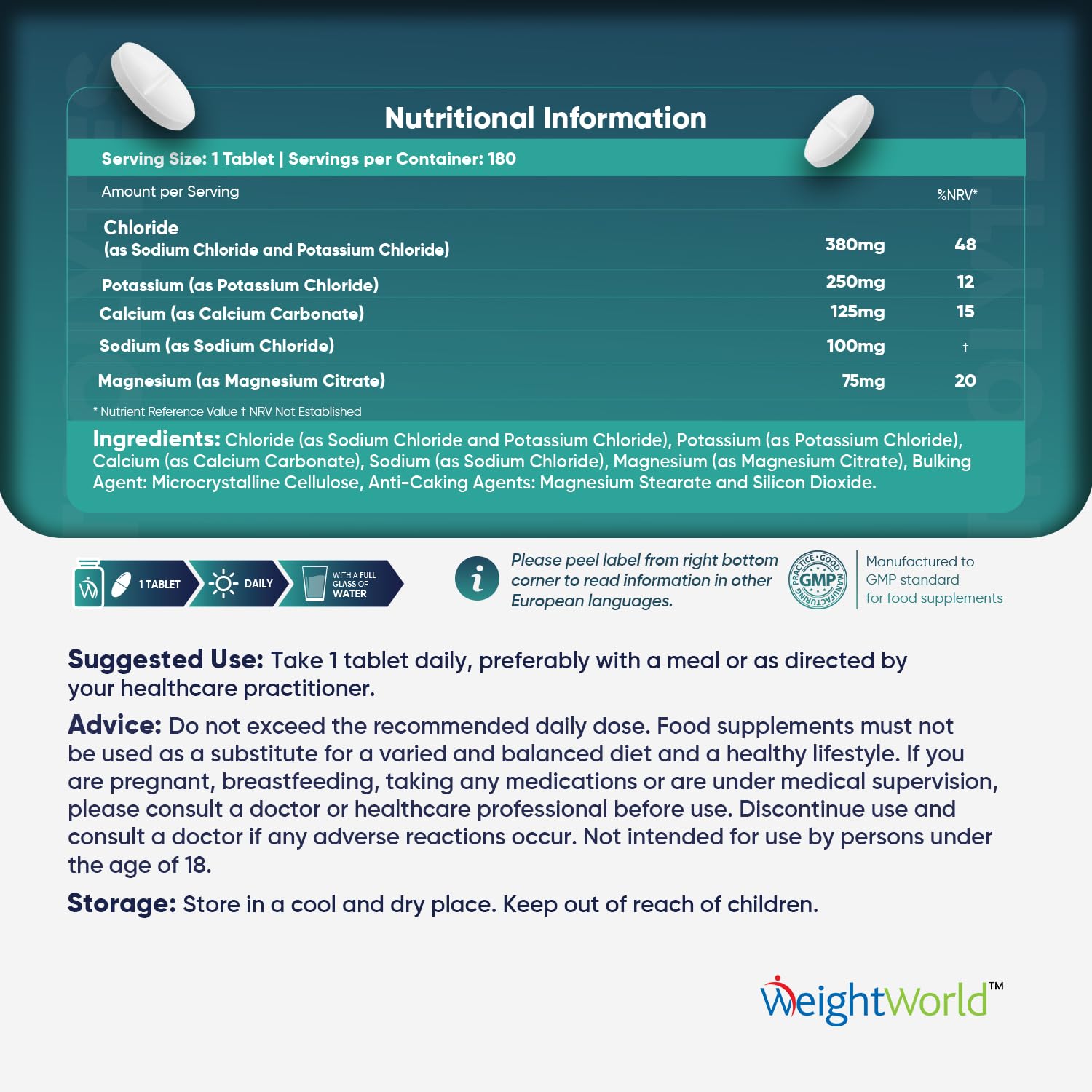 Electrolyte Tablets - 6 Months Supply - 180 Vegan Tablets with Sodium, Magnesium WeightWorldUS supplements