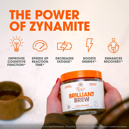 The Genius Brand Genius Brilliant Brew - Natural Coffee Substitute for Clear Thinking, Energy & Immune Support - No Crash or Jitters - Powered by Nootropics - Non-GMO - 30 Servings - Sweet Cocoa The Genius BrandUS supplements
