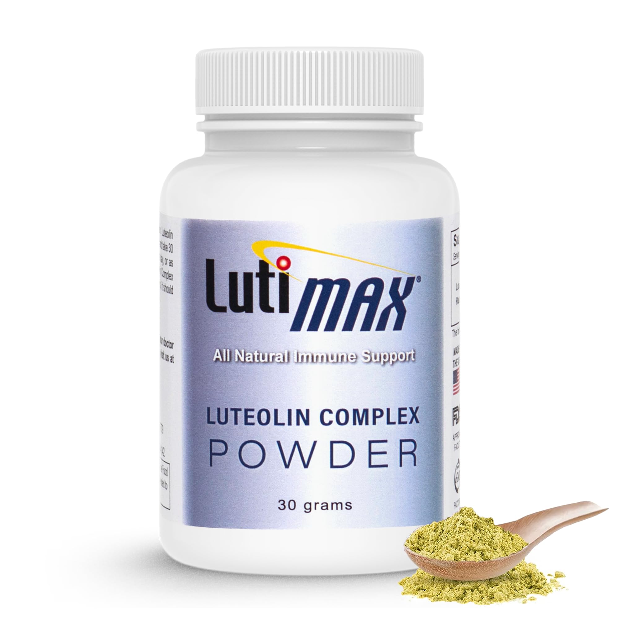 Lutimax Luteolin Complex Powder Brain Supplement with Rutin - Nootropic Brain Supplements for Memory and Focus to Improve Brain Health - Antioxidant Supplement for Immune Support - 100 Servings Solo LutiAu supplements