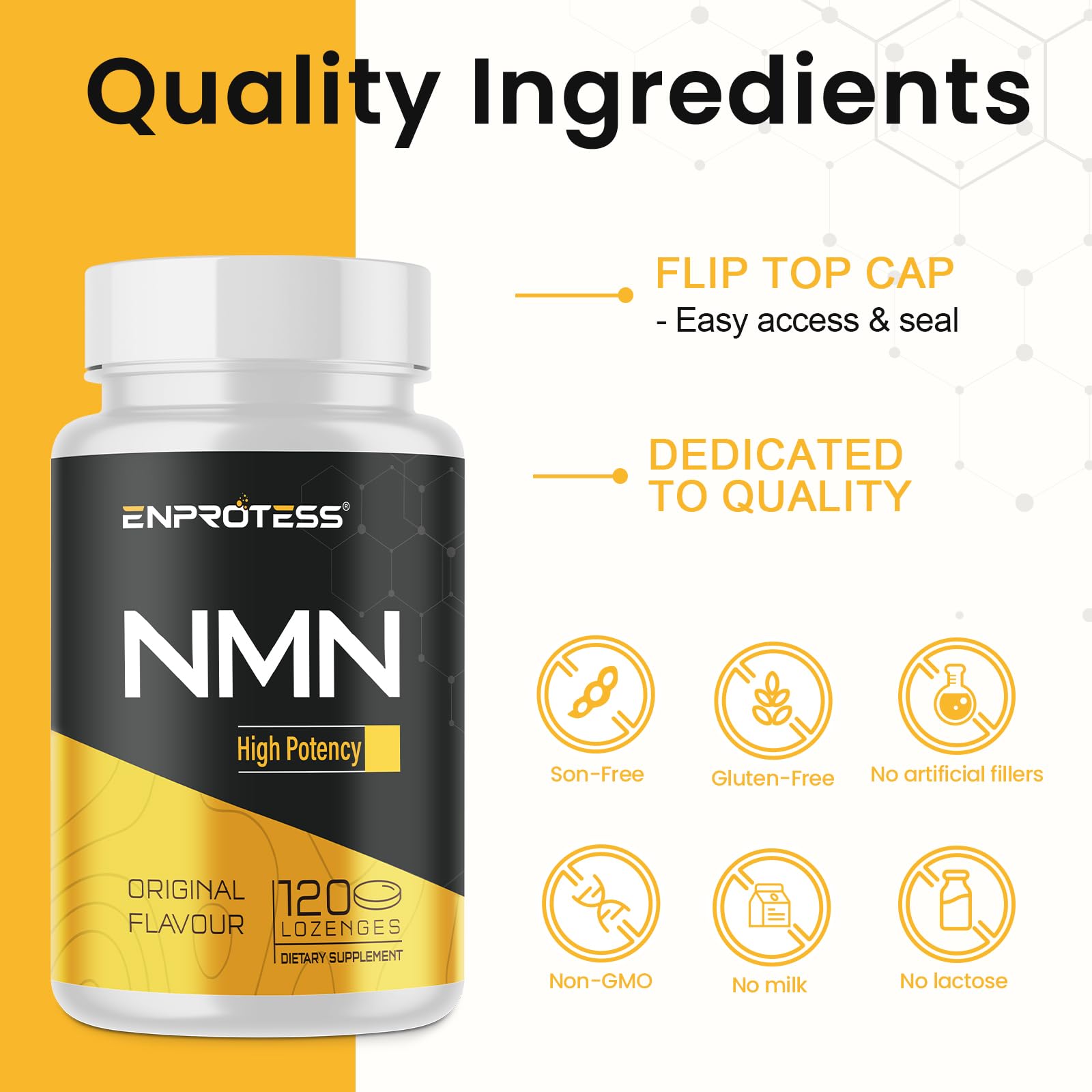 Sublingual NMN 500mg, Max Absorbency & Fast-Acting NMN Supplement（120-Day Supply）, 99% Pure NMN (Nicotinamide Mononucleotide) for NAD, Cell, Immune, Energy, Muscle, Anti-Aging, Longevity, 120 Lozenges EnprotessAu supplements