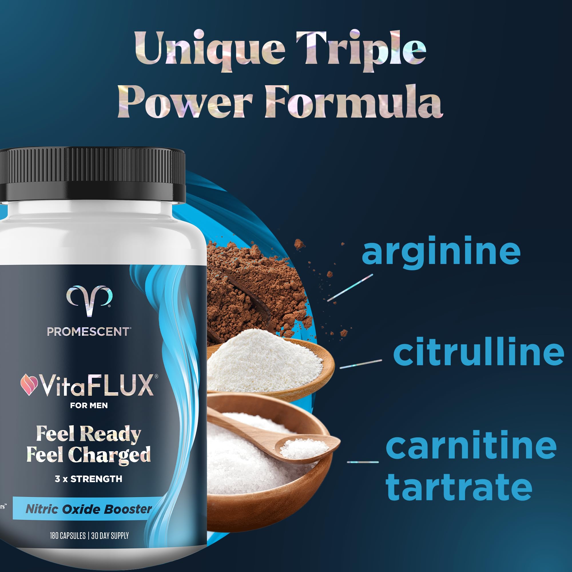 Promescent VitaFLUX Nitric Oxide Supplements for Men, Fast Acting Male Enhancing Pills for Stamina, Size & Performance, L-Arginine L-Citrulline L-Carnitine (30 Servings) PromescentAu supplements