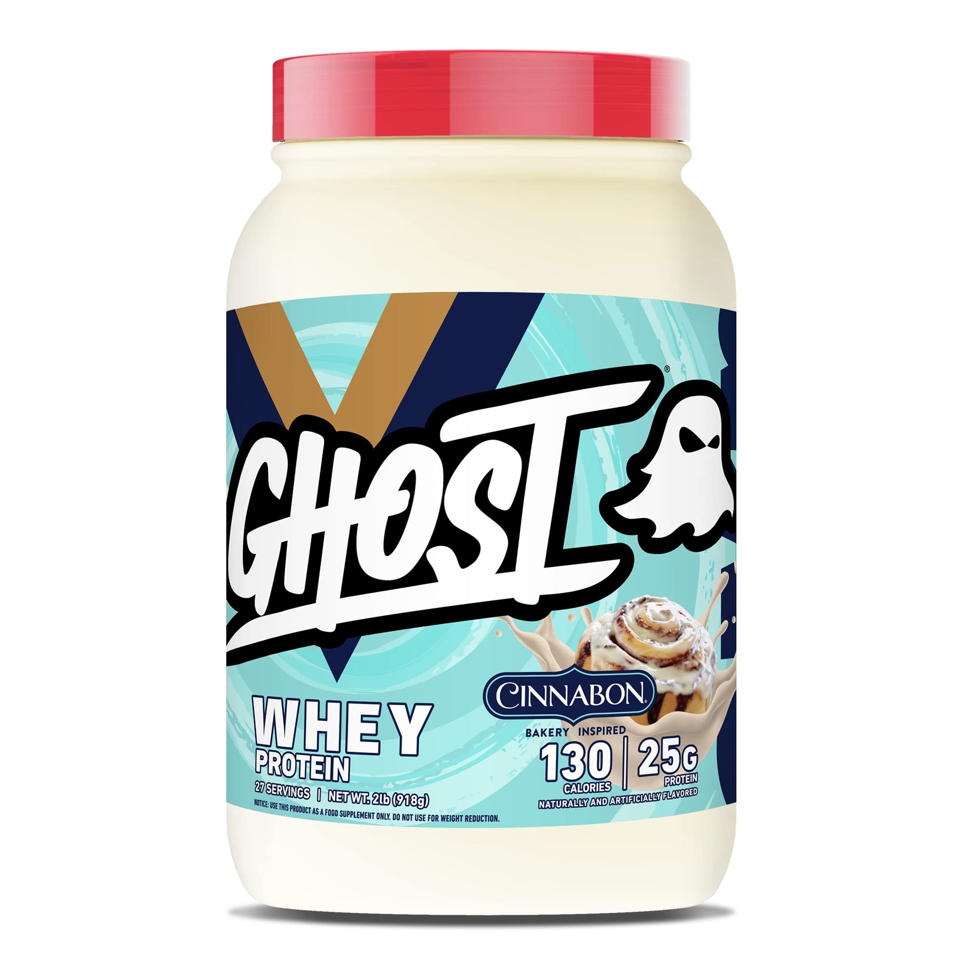 GHOST Whey Protein Powder, Cinnabon - 2LB Tub, 25G of Protein - Cinnamon Roll Flavore GHOSTUS supplements