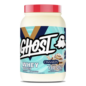 GHOST Whey Protein Powder, Cinnabon - 2LB Tub, 25G of Protein - Cinnamon Roll Flavore GHOSTUS supplements