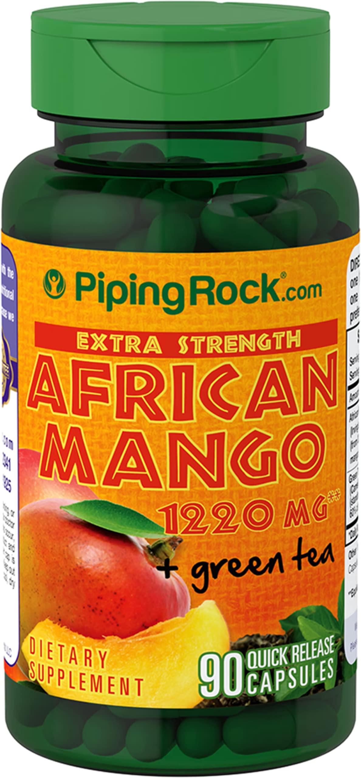 Piping Rock African Mango Seed Extract 1220 mg | 90 Capsules | with Green Tea | Extra Strength Piping RockUS supplements