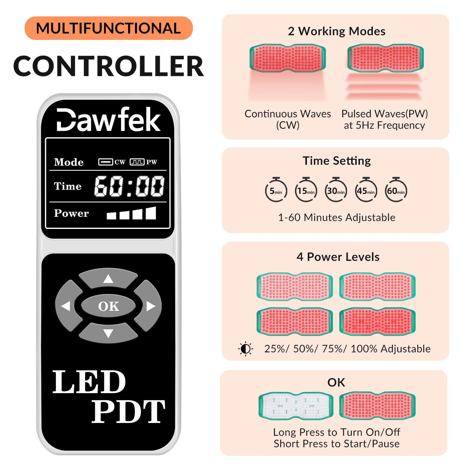 Dawfek Red Light Therapy Belt for Pain Relief Silicone Wearable Near Infrared Light Wrap Deep DawfekAu supplements