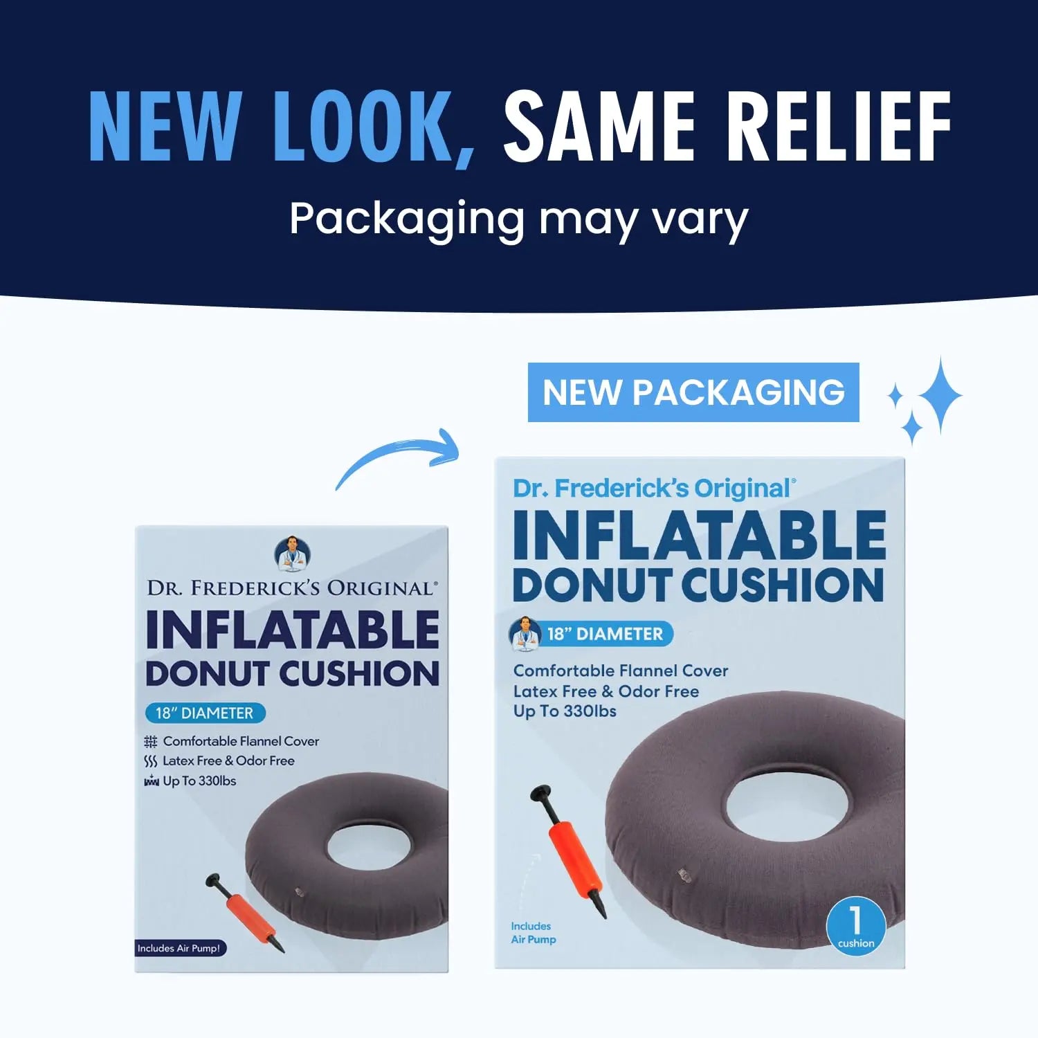 Dr. Frederick’s Original Inflatable Donut Pillow - 18" Seat Cushion for Tailbone Pain, Hemorrhoids & Bed Sores – Doctor-Developed for Postpartum, Prostatitis & Travel - Odor-Free, Durable Vinyl - Gray Dr. Frederick's OriginalAu supplements