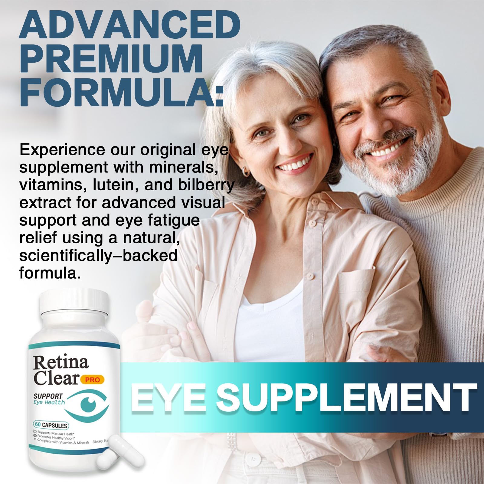 Vunexo Retina Clear Pro Eye Health Support Supplement, with Minerals and Vitamins, Lutein and Bilberry Extract Supports Visual Clarity, Eye Fatigue Relief & Focus（2PCS VunexoAu supplements