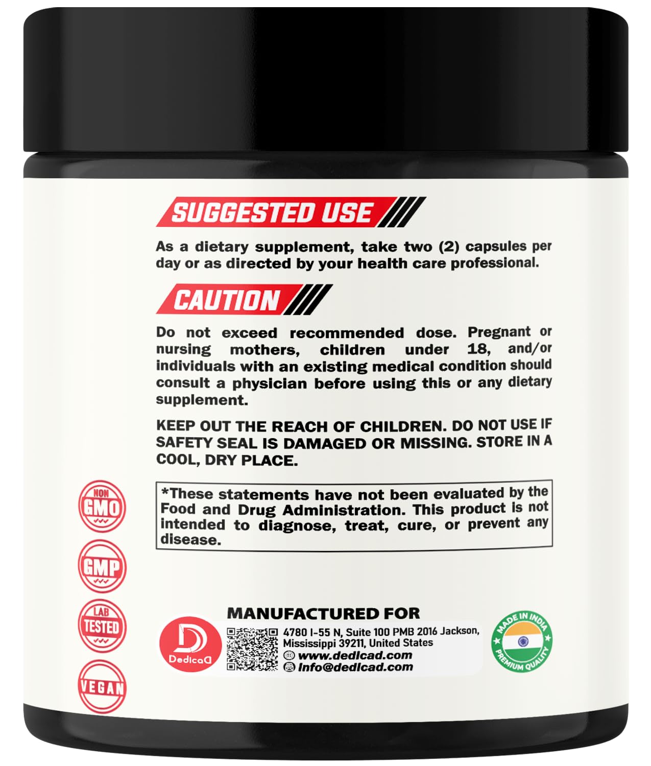 DEDICAD 9in1 Cortisol Supplement - Ashwagandha and Magnesium Glycinate and Chelate - Brain Health & Restful Night & Mood Balance - 90 Capsules Supply 45 Days DEDICADAu supplements