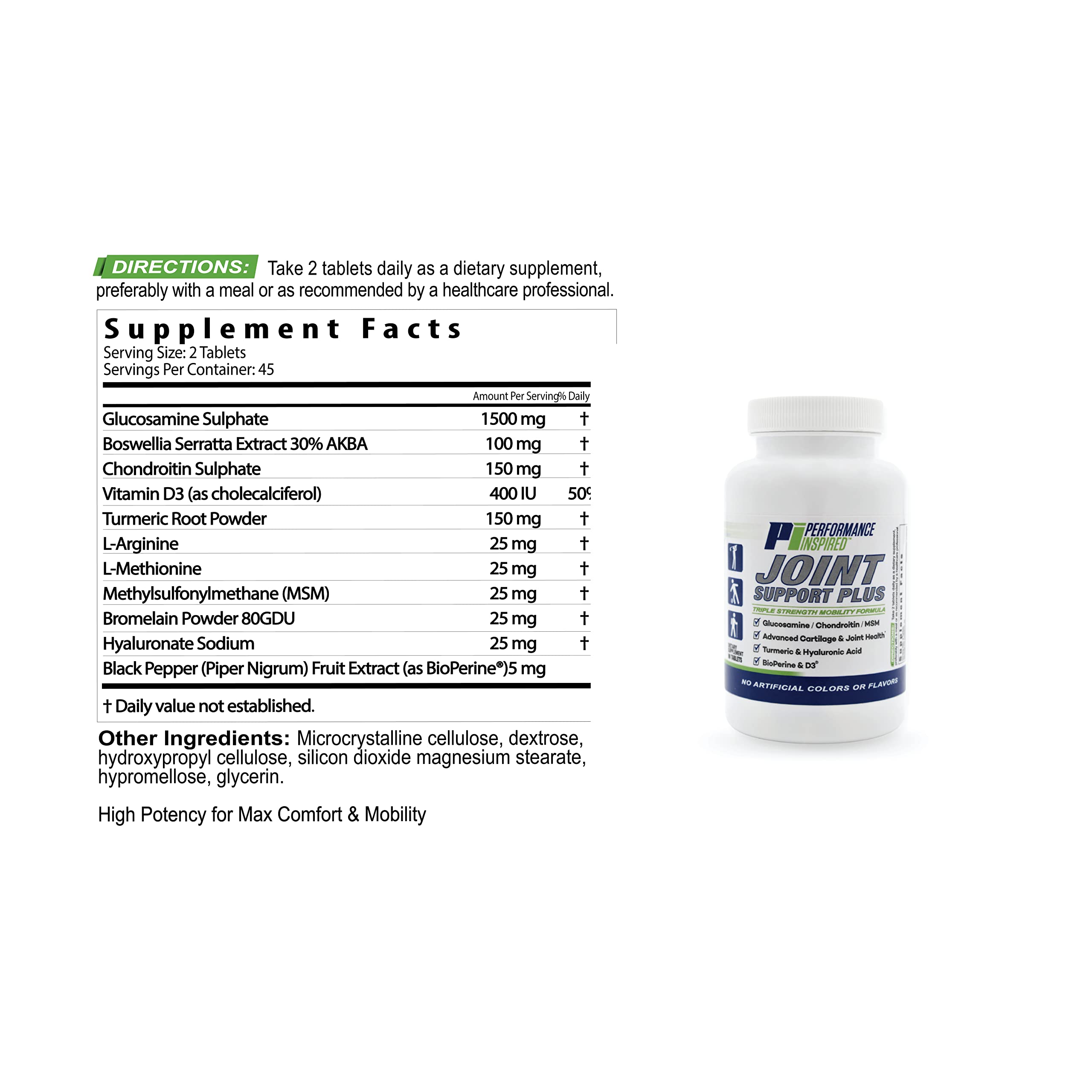 PERFORMANCE INSPIRED Nutrition Joint Support Plus – Glucosamine, Chondroitin, Turmeric & BioPerine – Triple Strength Joint Comfort & Mobility Support – 90 Count PERFORMANCE INSPIREDAu supplements