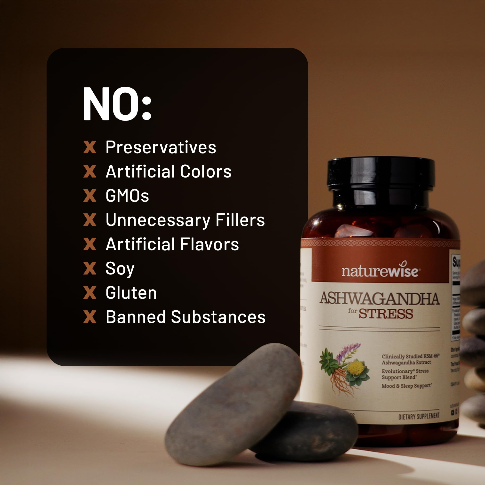 NatureWise Ashwagandha for Stress - With KSM-66 Extract, GABA, L-Theanine, Rhodiola Rosea - Herbal Mood & Sleep Support - Vegan, Non-GMO, Gluten-Free - 60 Capsules[1-Month Supply] NatureWiseAu supplements