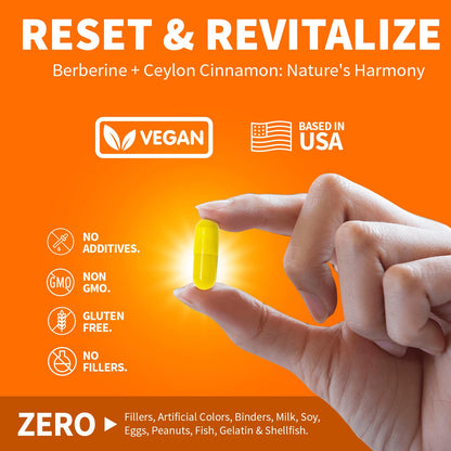 Clinical Grade Berberine Supplement 1500mg HCL Plus Ceylon Cinnamon Weight Managemen Clinical NutraUS supplements
