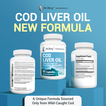 Dr. Berg Cod Liver Oil Capsules - New Formula Without OxBile - Rich in Omega-3 Fatty Dr. Berg NutritionalsUS supplements