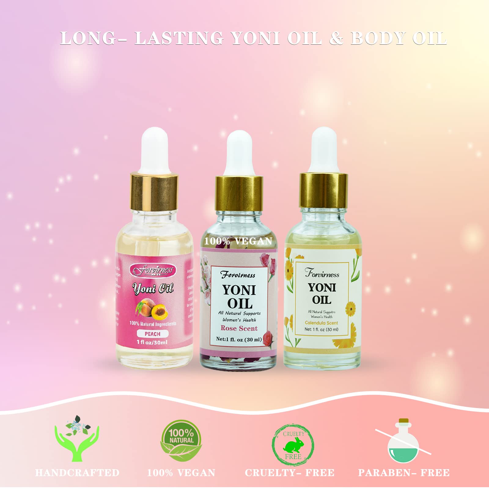 3 Packs Natural Yoni Oil Feminine Wash Ph Balanced for Women, Eliminates Vaginal Odor forvirnessAu supplements