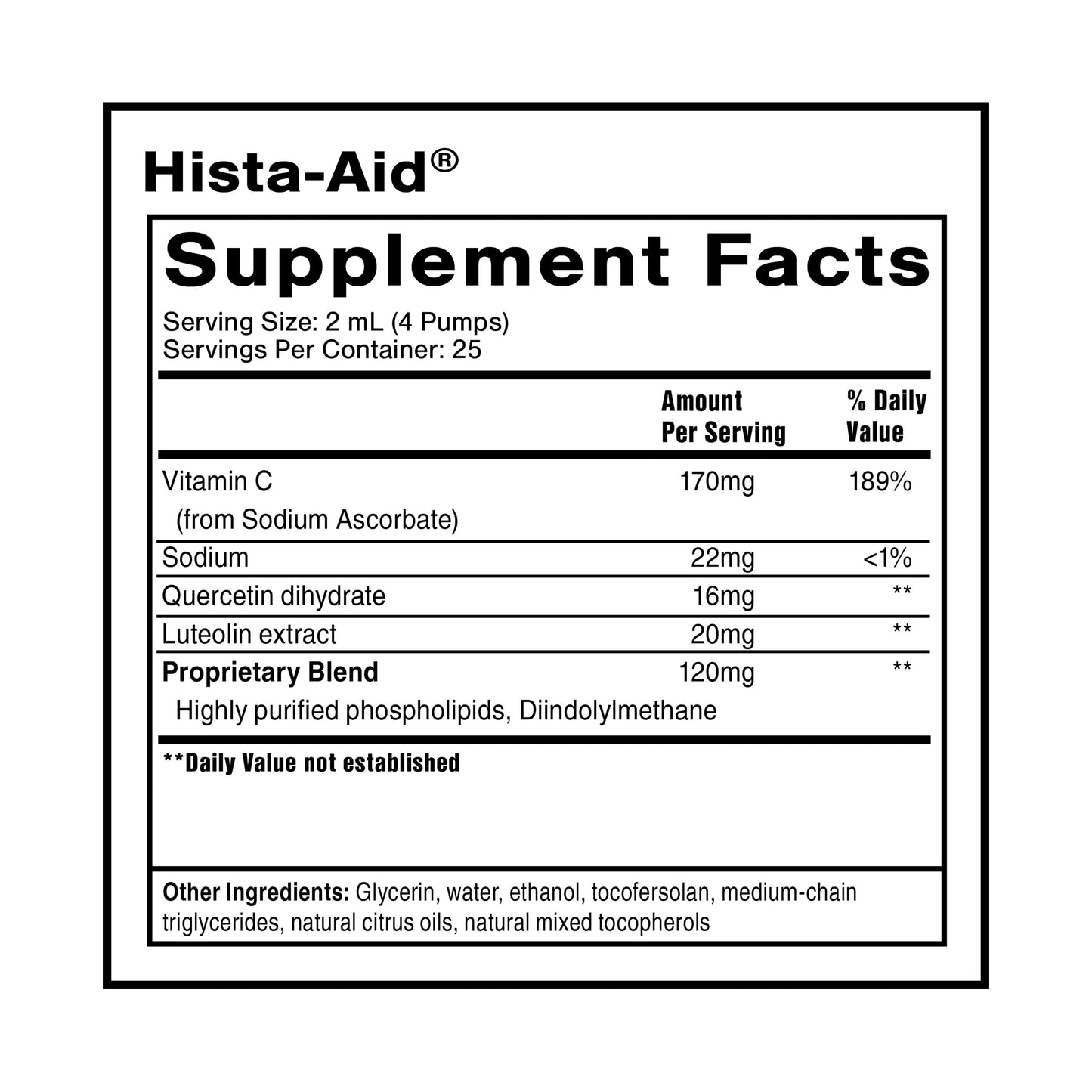 Quicksilver Scientific Nanoemulsified Hista-Aid - Flavonoids to Help Maintain Healthy Histamine Levels - Liposomal Vitamin C, DIM, Luteolin & Quercetin Liquid (50ml) Quicksilver ScientificUS supplements