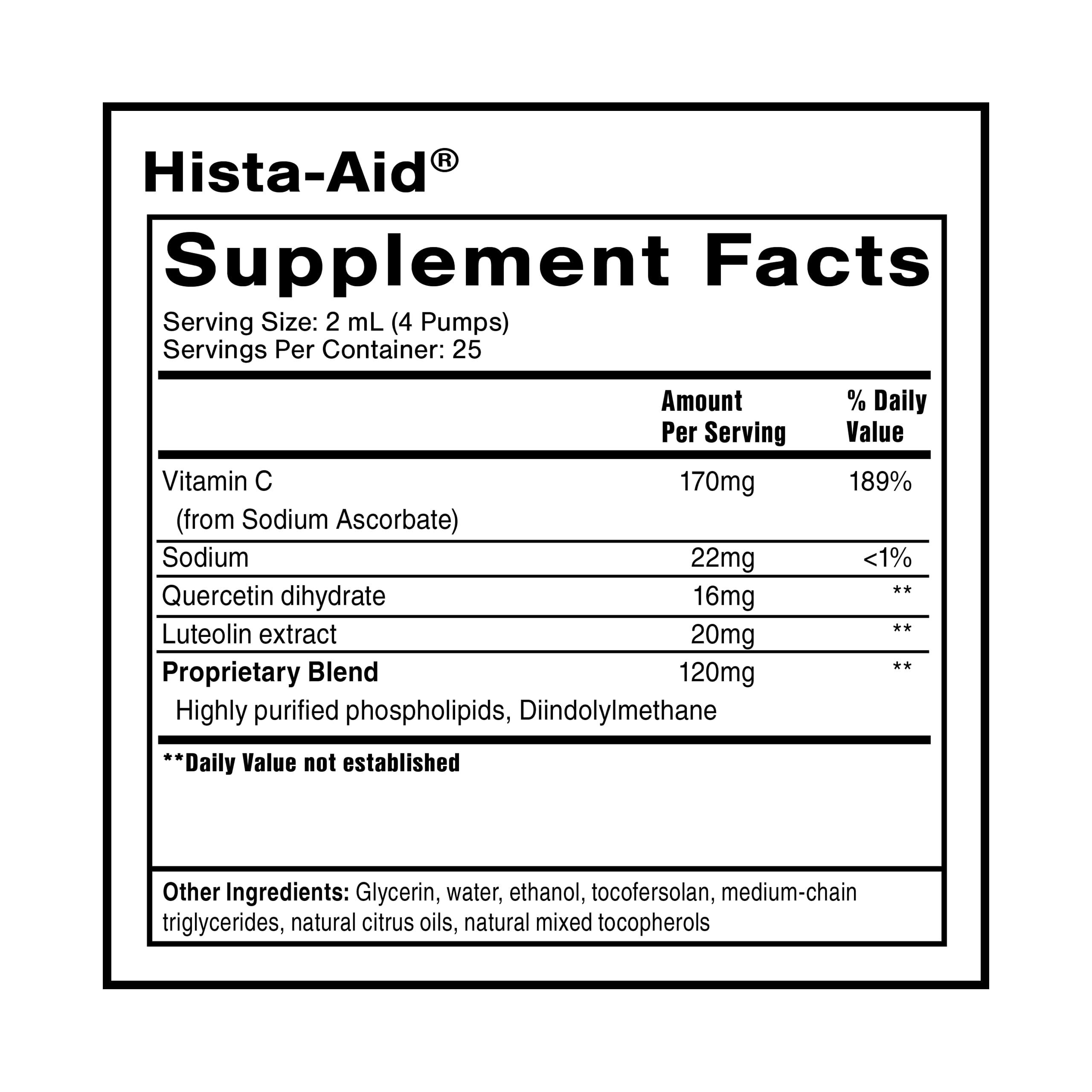 Quicksilver Scientific Nanoemulsified Hista-Aid - Flavonoids to Help Maintain Healthy Histamine Levels - Liposomal Vitamin C, DIM, Luteolin & Quercetin Liquid (50ml) Quicksilver ScientificUS supplements