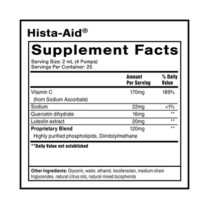 Quicksilver Scientific Nanoemulsified Hista-Aid - Flavonoids to Help Maintain Healthy Histamine Levels - Liposomal Vitamin C, DIM, Luteolin & Quercetin Liquid (50ml) Quicksilver ScientificUS supplements