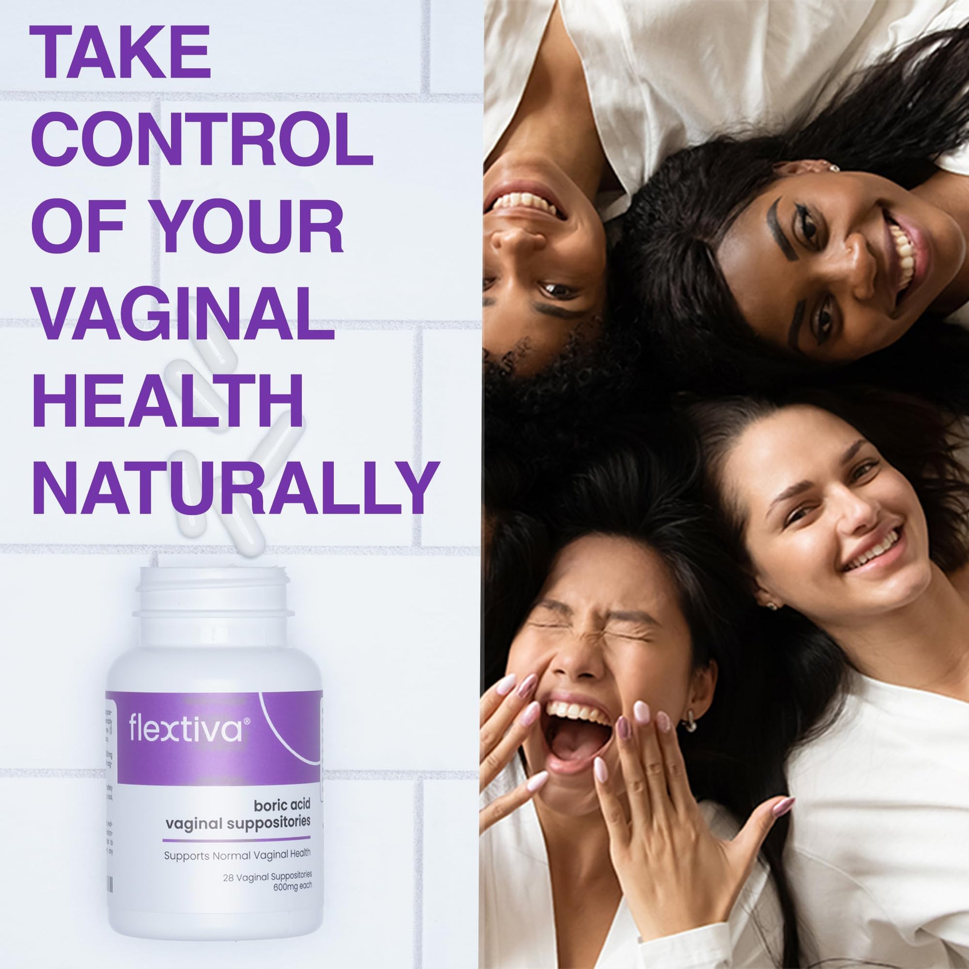 Flextiva Boric Acid Vaginal Suppositories - Boric Acid Pills for Women - Vaginal Health pH Balance for Women FlextivaAu supplements