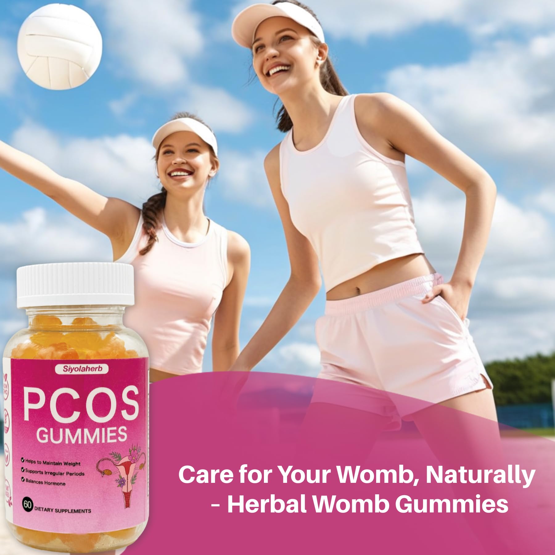 PCOS Vitamins Gummies for Women Hormone Balance & PCOS Relief & Fertility Support, 60 Ovarian Support Vitamins with Inositol for Healthy Menstrual Cycle, Inositol Gummies for Hirsutism and Acne SiyolaherbAu supplements