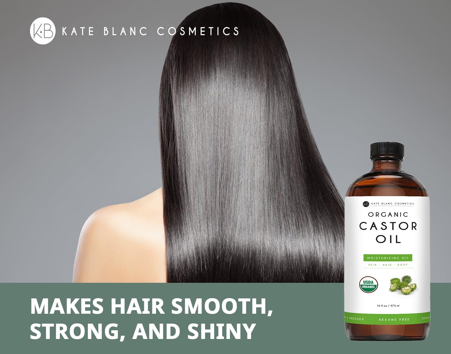 Kate Blanc Cosmetics Castor Oil Organic for Hair Growth & Body (16oz). 100% Pure Cold-Pressed Kate Blanc CosmeticsAu supplements