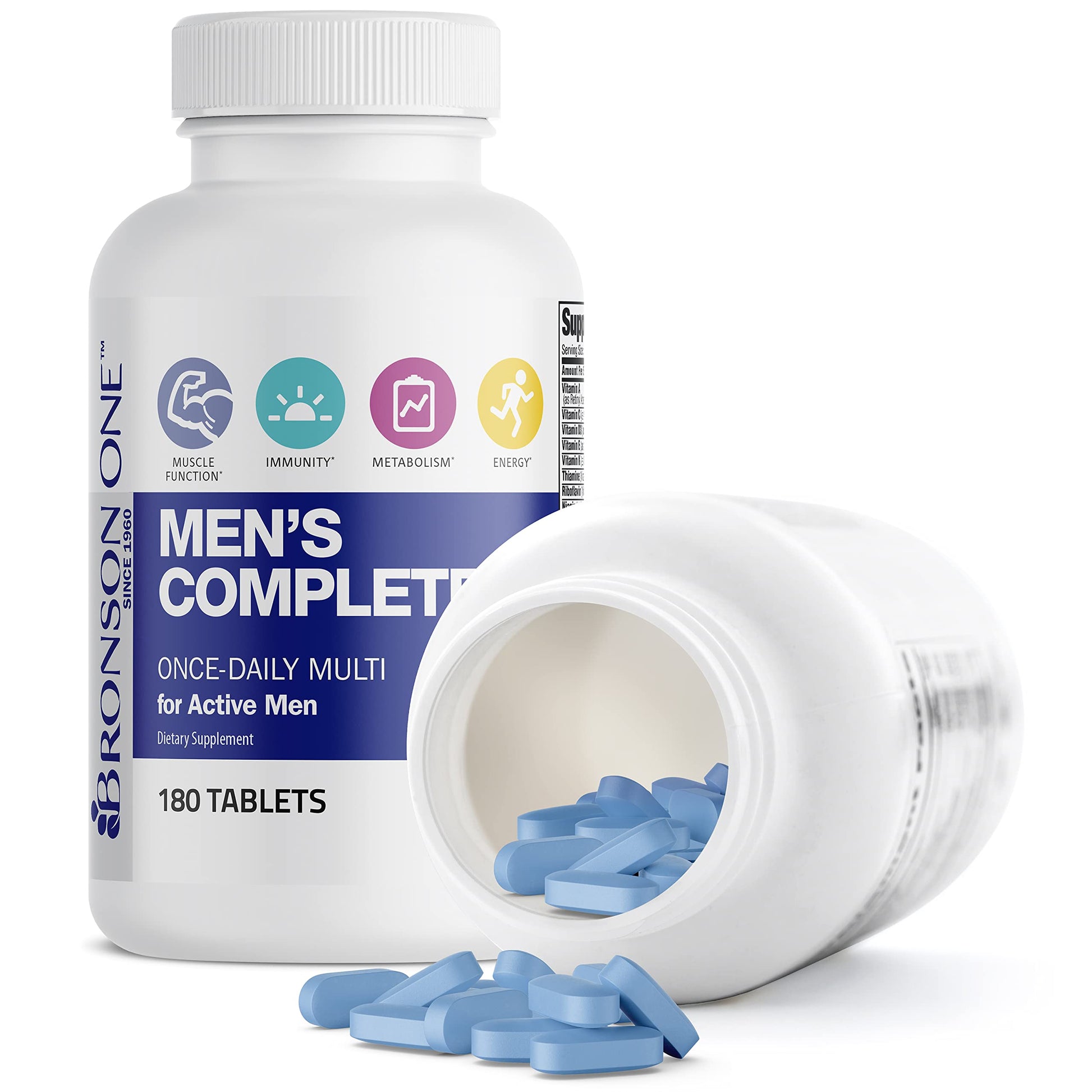 Bronson ONE Daily Men’s Complete Multivitamin Multimineral Once-Daily Multi for Active Men, 180 Tablets BronsonAu supplements