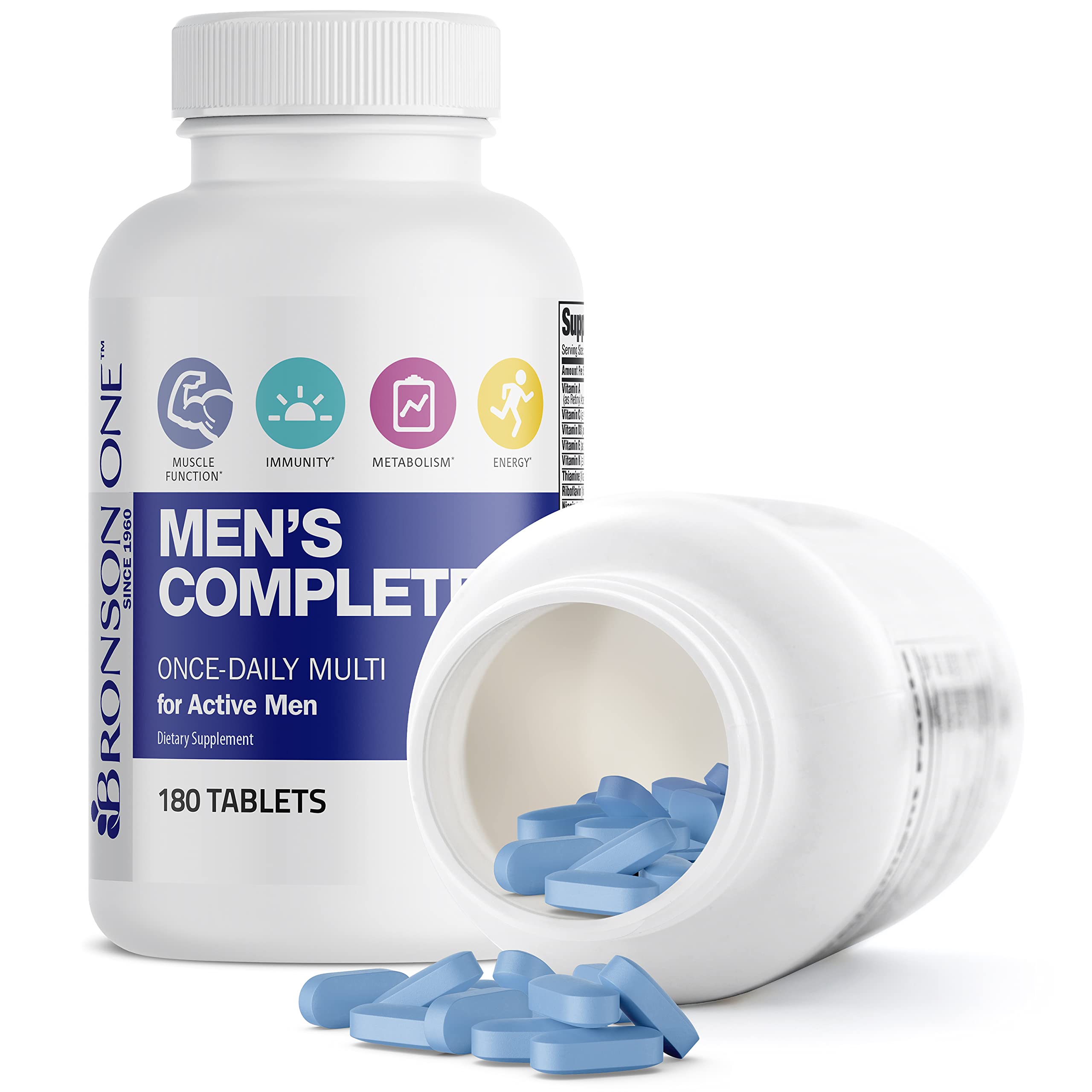 Bronson ONE Daily Men’s Complete Multivitamin Multimineral Once-Daily Multi for Active Men, 180 Tablets BronsonAu supplements