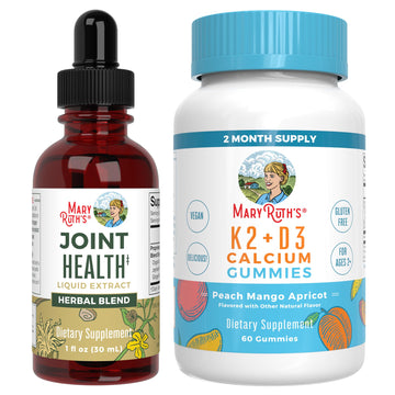 MaryRuth Organics Joint Health Liquid Drops & Vitamin K2+D3 Gummies (Peach Mango and Apricot) | Label Project Verified | Vitamins for Calcium, Joints, and Bone Support | Vegan, Non-GMO, Gluten Free MARYRUTH'SAu supplements