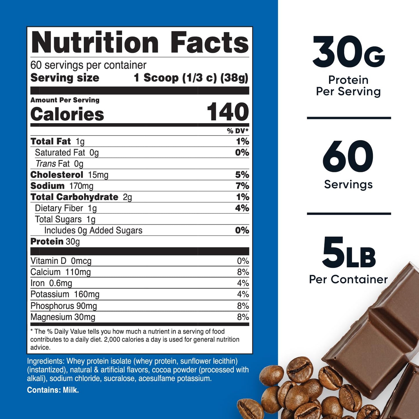 Nutricost Whey Protein Isolate (Mocha) 5LBS - Gluten Free & Non-GMO NutricostUS supplements