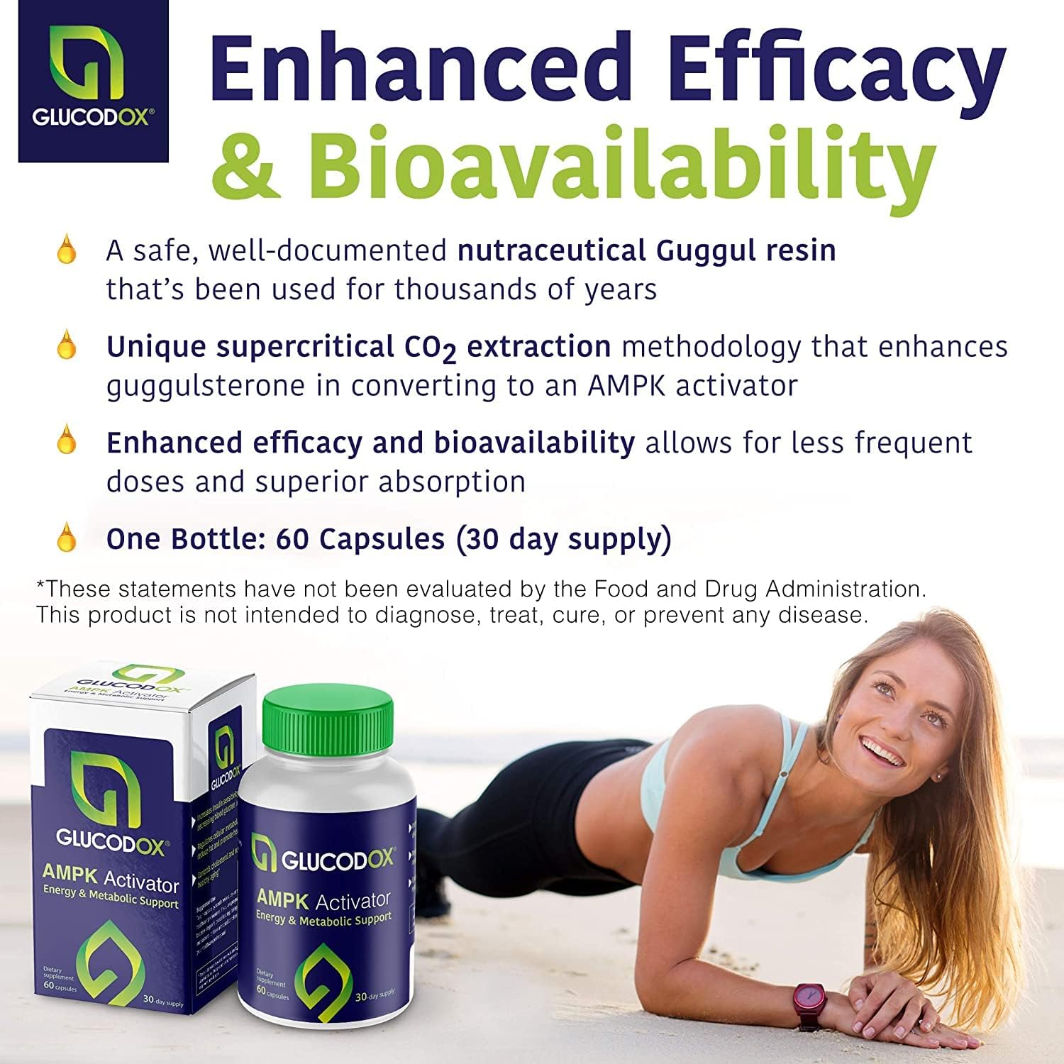 GlucodOX AMPK Activator Supplement – AMPK Enzyme, Metabolism Booster, Guggul Supplement for Body Management & Longevity – Vegan Metabolic Support - 30 Day Supply (60 Capsules) GlucodOXAu supplements