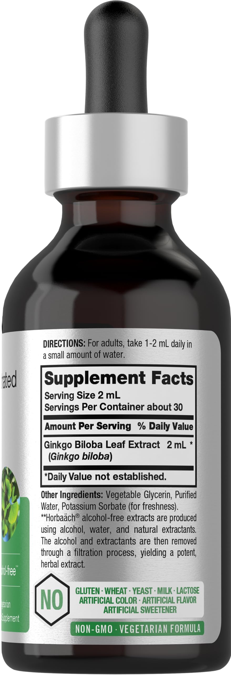 Ginkgo Biloba Extract Liquid 2 fl oz | Alcohol-Free Herb Supplement | Vegetarian HorbäachAu supplements