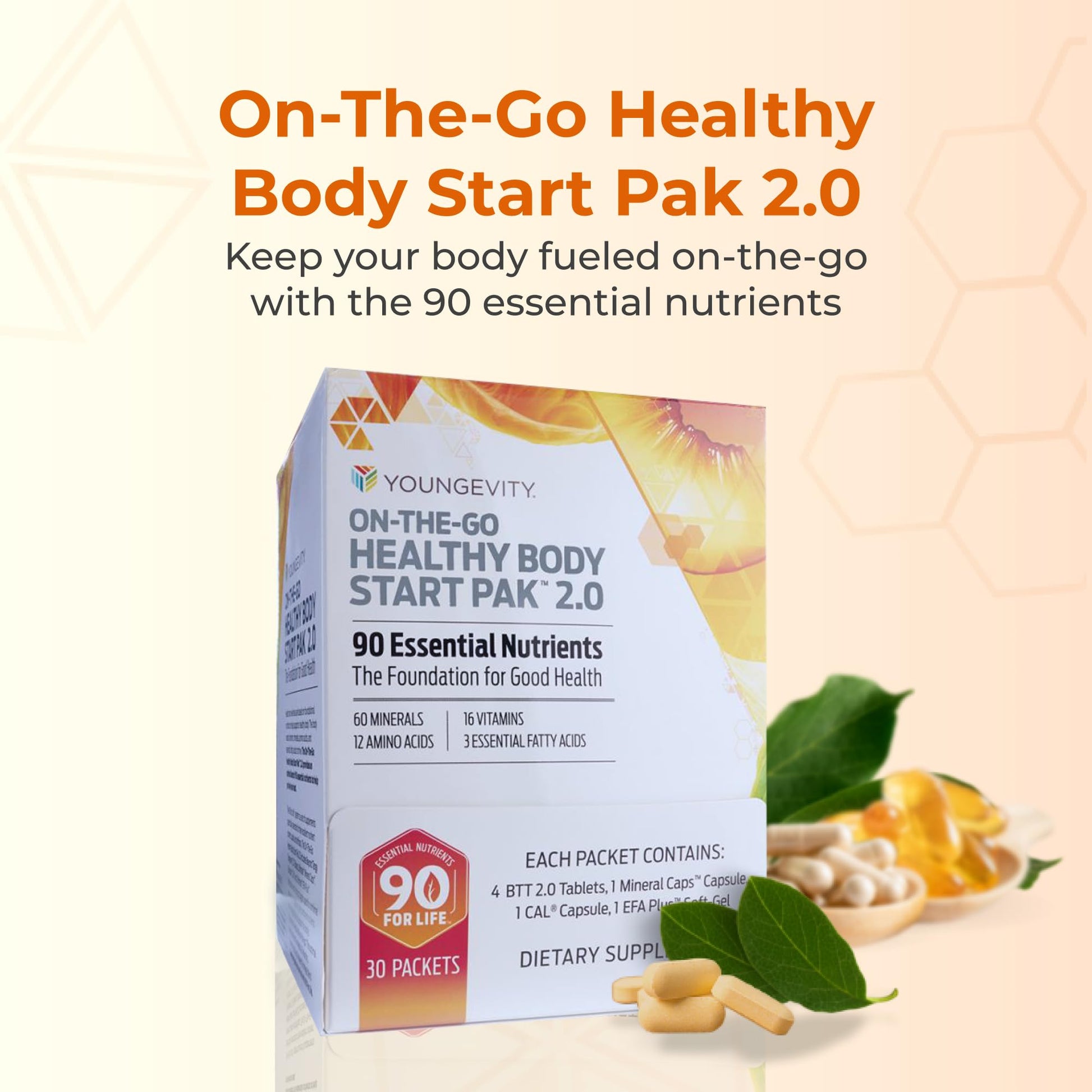 Youngevity On-The-Go Healthy Body Start Pak 2.0 - Includes Multi-Vitamins, Minerals, EFAs, & Amino Acids | 90 Essential Nutrients | 30-Day Supply YoungevityAu supplements
