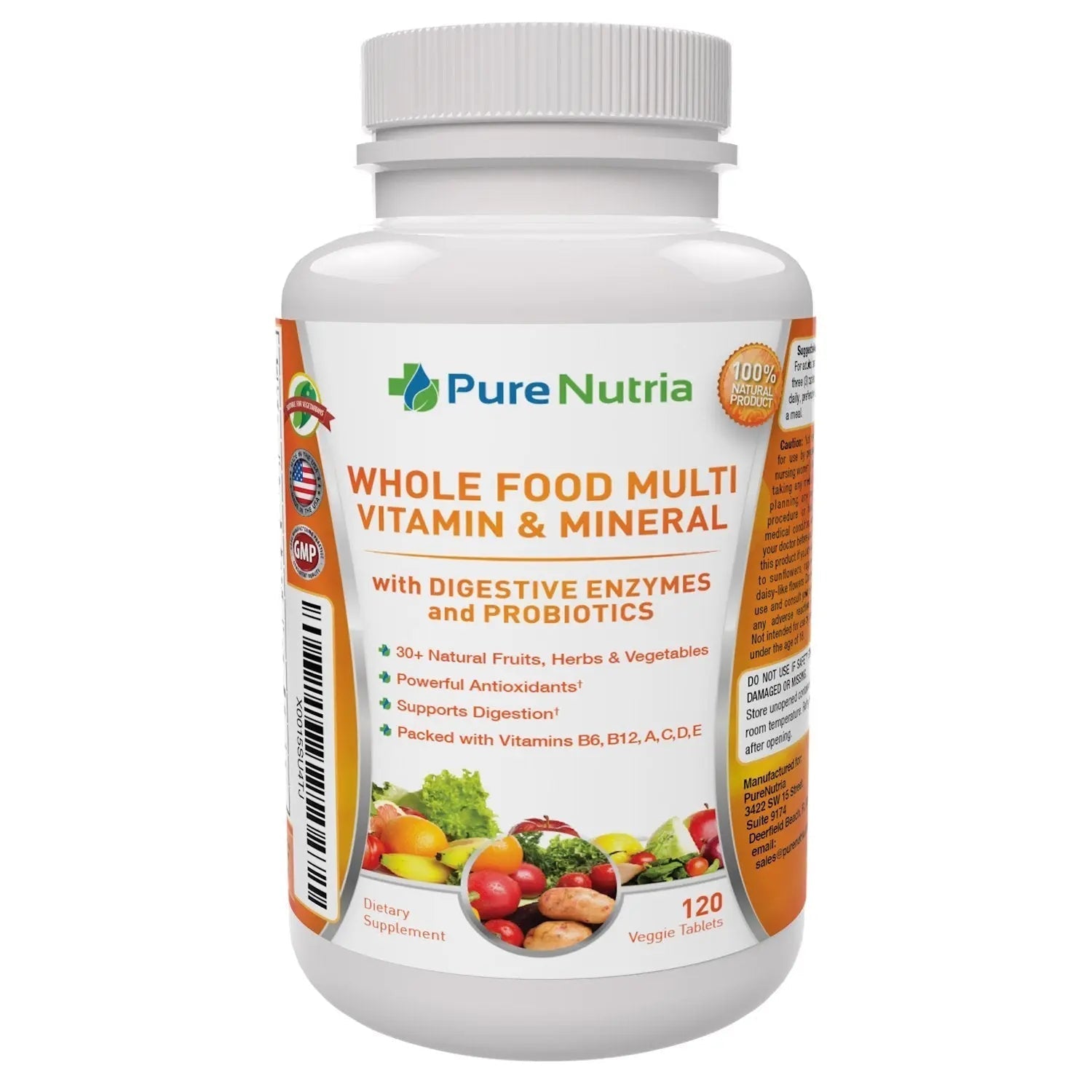 Whole Food MultiVitamin and Minerals with Probiotic Enzymes - 120 Multivitamins for Women and Men - Packed with WholeFood and Herbal Ingredients PureNutriaAu supplements