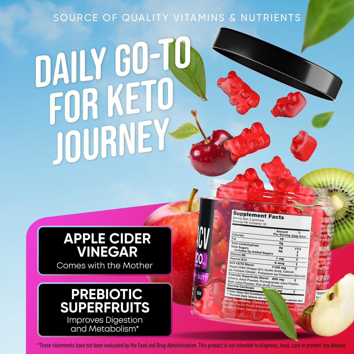 Advanced Keto ACV Gummies - ACV Keto Gummies - with Garcinia Cambogia - Water Loss Keto Gummy JOYLI NutritionUS supplements