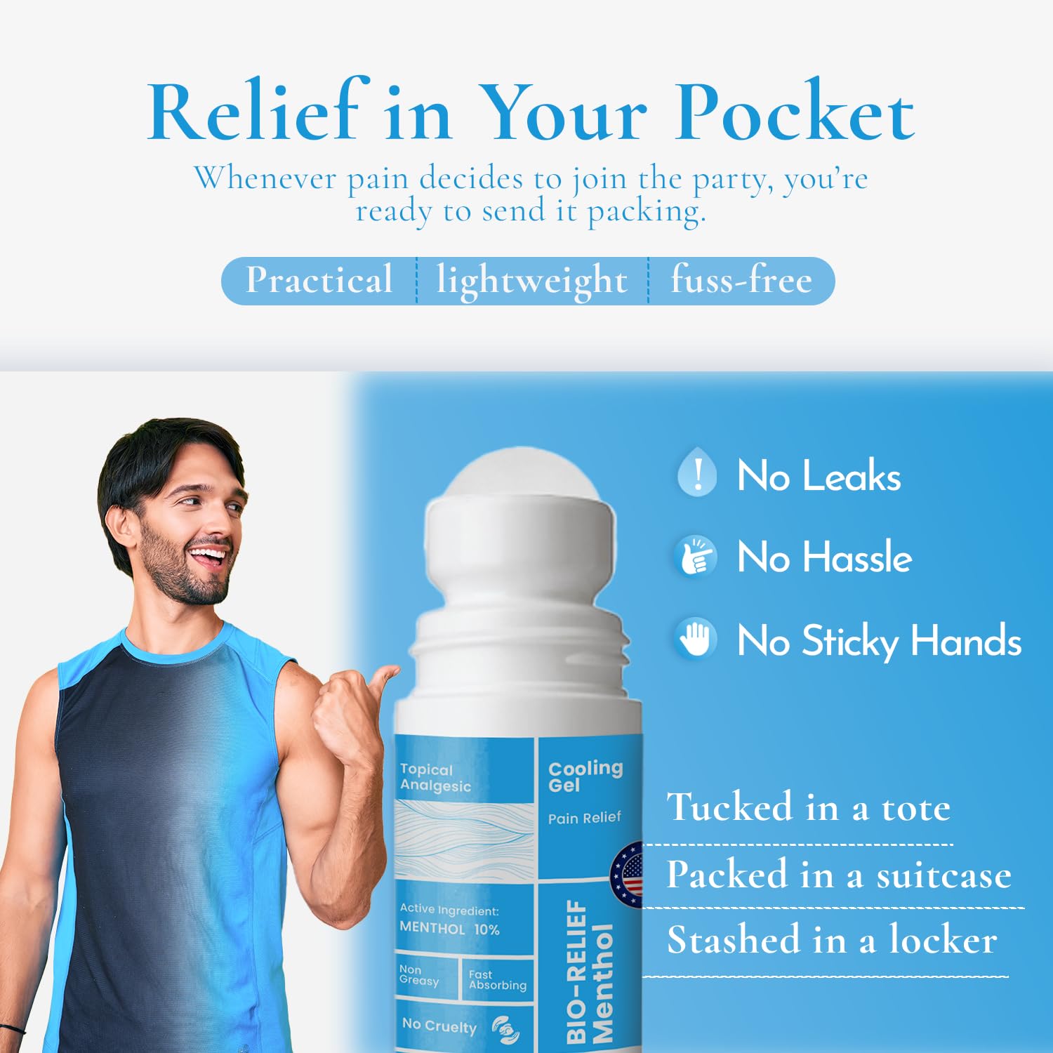 BIO-Relief Pain Roll On w 10% Menthol & Arnica | Highly Effective, Cool & Topical Pain Relief Extra Strength for Arthritis, Muscle, Joint, & Back - Easy Roll On Maximum Strength, Made in USA Scientific Solutions GlobalAu supplements