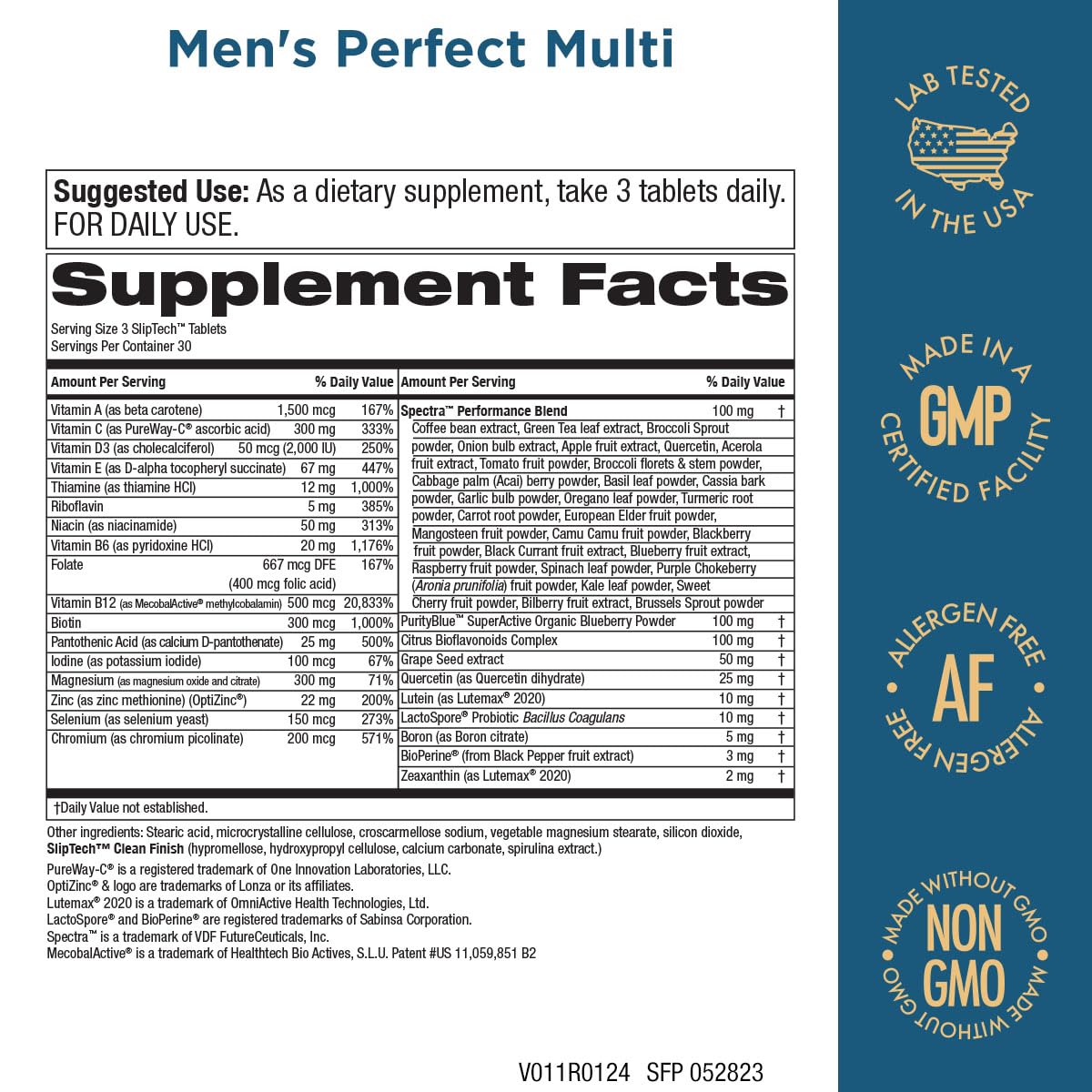 Purity Products Men's Perfect Multi from Vitamins, Minerals and Phytonutrients - Promotes Energy, Vitality and Stamina - Easy to Swallow - 90 Tablets Purity ProductsAu supplements
