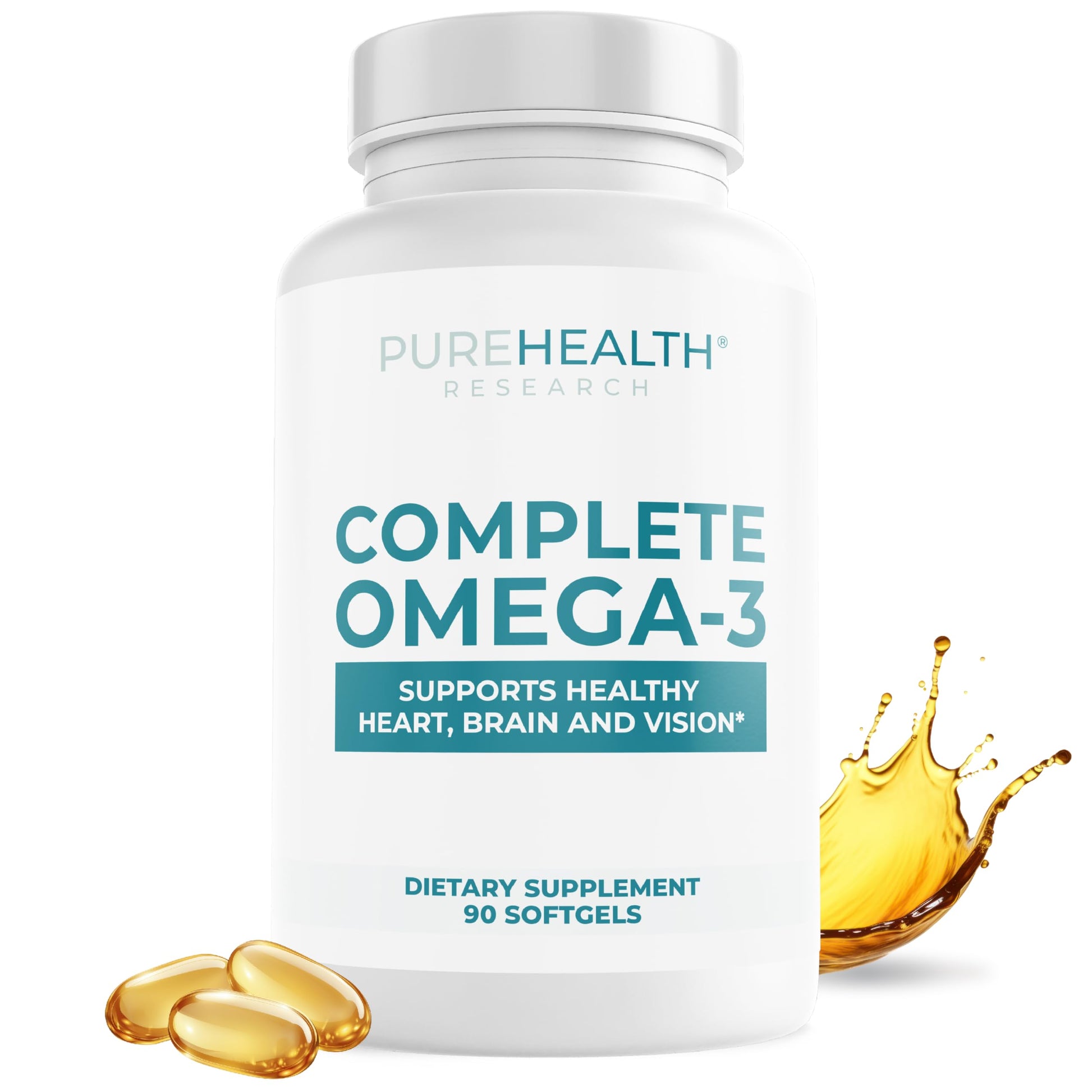 PUREHEALTH RESEARCH Complete Omega 3 Fish Oil Softgels - Omega-3 Fatty Acid Supplements- EPA DHA Supplement - Non-GMO- 90 Soft Gels PUREHEALTH RESEARCHAu supplements