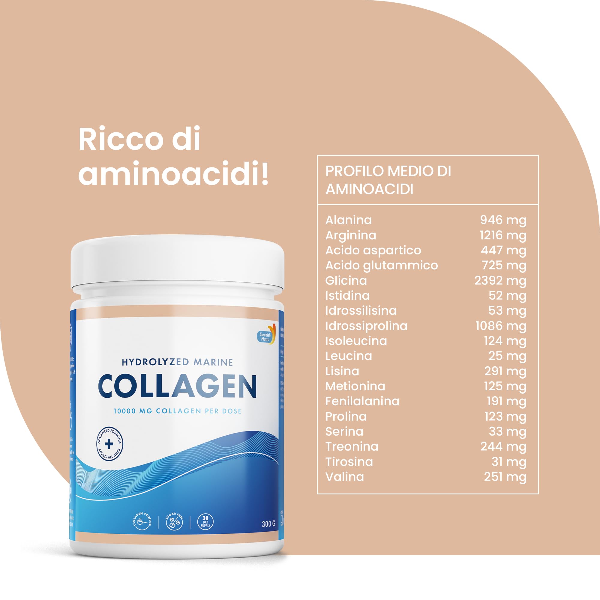 100% Marine Collagen Powder 300g I Pure Hydrolyzed Collagen Powder (Type I & III) Swedish NutraAu supplements